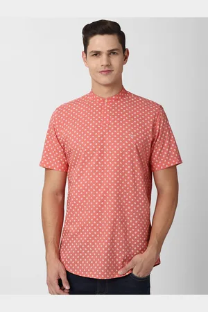 Peter England Men Peach-Coloured Slim Fit Printed Pure Cotton Casual Shirt