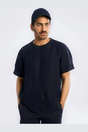 Terra Luna Men Solid Round Neck Linen T-shirt
