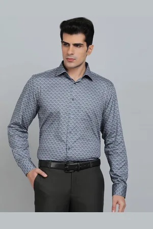 JADE BLUE Men Spread Collar Geometric Printed Cotton Formal Shirt