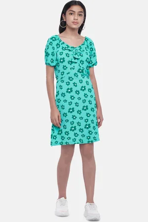 Pantaloons Green Floral A-Line Dress