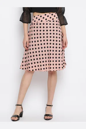 Mayra Women Pink & Black Printed Flared Skirt