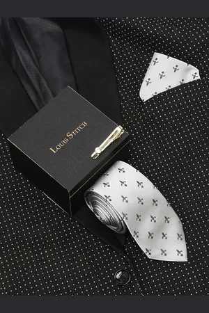 LOUIS STITCH Men Italian Silk Necktie Accessory Gift Set