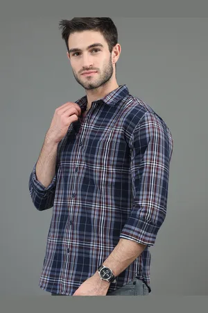 HERE&NOW Tartan Checked Slim Fit Casual Shirt