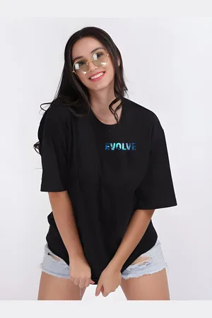 Moda Rapido Women Typography Printed Round Neck Cotton Oversized T-shirt
