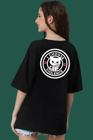 DressBerry Women Typography Printed Round Neck Cotton Oversized T-shirt