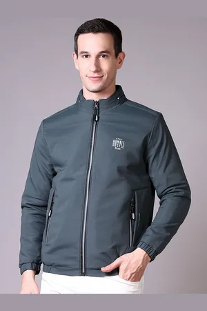 V-Mart Men Washed Bomber with Patchwork Jacket