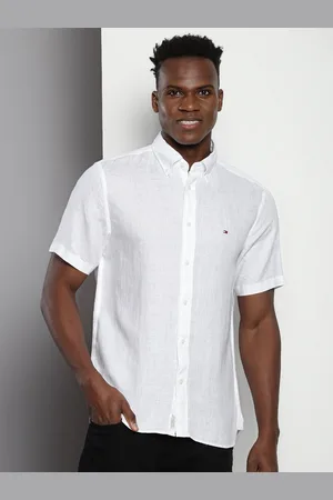 Tommy Hilfiger Button-Down Collar Short Sleeves Pure Linen Casual Shirt