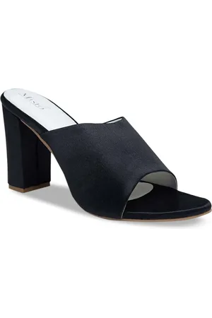 Misto Women Black Solid Block Heels Mules