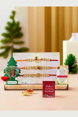 eCraftIndia 3 Pcs Shiva Om Bro Designer Rakhis Gift Set With Air Freshener