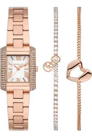 Michael Kors Women Embellished Dial & Stainless Steel Straps Analogue Watch AK_MK7512SET