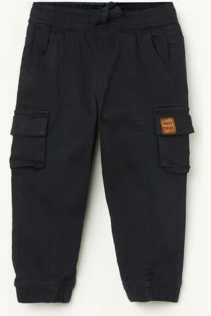 Lifestyle Boys Mid-Rise Zip Flat-Front Cotton Joggers Regular Fit Trouser