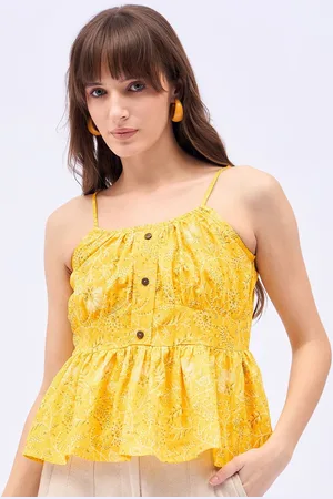 DressBerry Floral Print Shoulder Straps Peplum Crop Top
