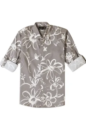 CAVIO Boys Comfort Spread Collar Floral Printed Cotton Casual Shirt
