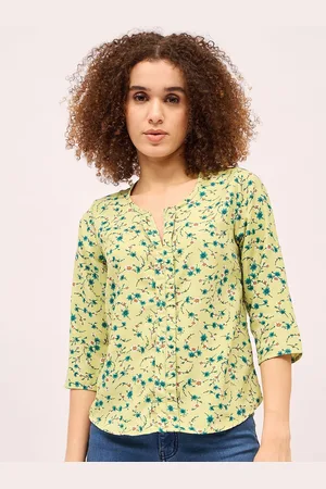 Mayra Women Floral Printed Cotton Shirt Style Top