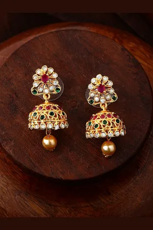 ESTELE Gold-Plated Dome Shaped Jhumkas Earrings