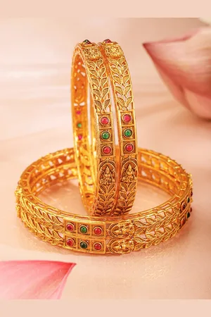 Rubans Set Of 4 22K Gold-Plated Stone Studded Bangles