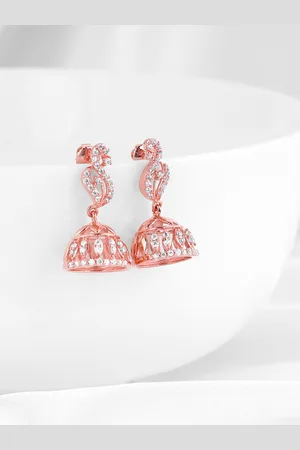 GIVA 925 Sterling Silver Rose Gold Plated Contemporary Jhumkas