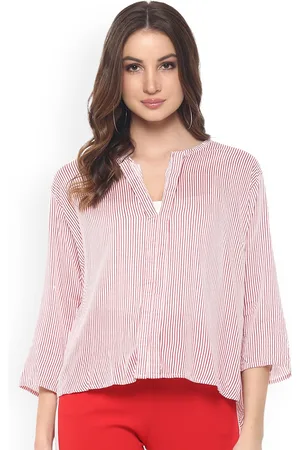 Mayra Women Pink & White Striped High-Low Top