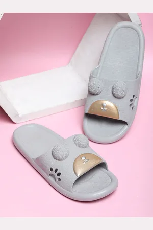 FABBMATE Women Self Design Sliders With Laser Cuts