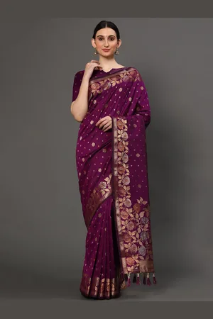 Tasarika Floral Woven Design Zari Banarasi Saree