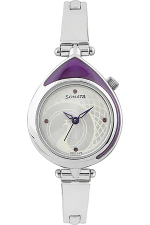 Sonata Women Silver-Toned Dial Watch 8119SM01