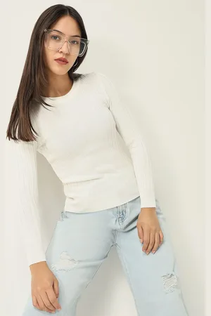 SHOWOFF Women Self Design Round Neck Acrylic Top