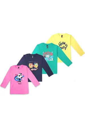 BAESD Girls Set Of 4 Graphic Printed Pure Cotton T-shirts