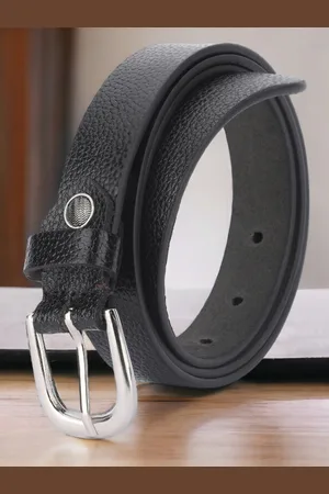 DressBerry Women Black Textured Leather Formal Belt