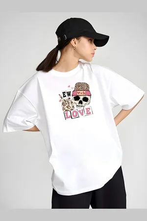 DressBerry Women Graphic Printed Round Neck Cotton Oversized T-shirt