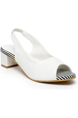Misto White PU Block Peep Toes