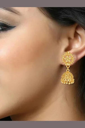 DIVASTRI Gold-Plated Dome Shaped Jhumkas