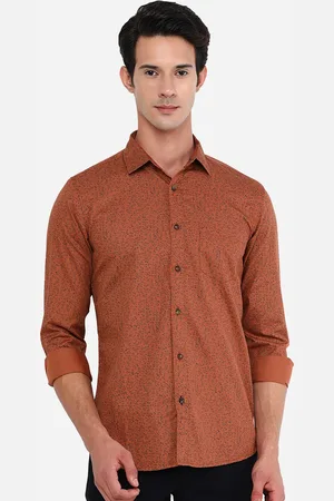 JADE BLUE Men Rust Printed Cotton Slim Fit Casual Shirt