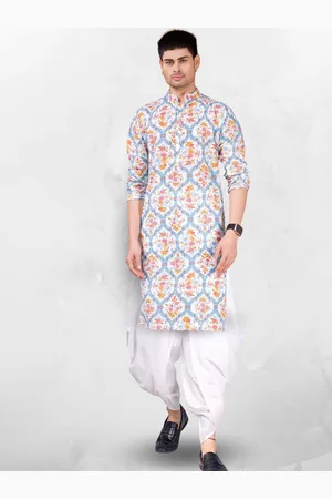 SHIWAM ETHNIX Ethnic Motifs Printed Mandarin Collar Straight Kurta With Dhoti Pants