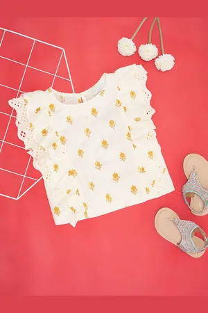 Pantaloons Printed Puff Sleeve Cotton Top