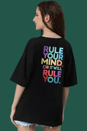 DressBerry Women Typography Printed Round Neck Cotton Oversized T-shirt