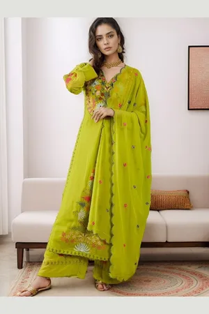 DIVASTRI Women Floral Embroidered Regular Thread Work Kurta with Palazzos & With Dupatta
