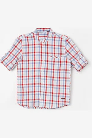 Lifestyle Boys Spread Collar Tartan Checked Opaque Casual Shirt