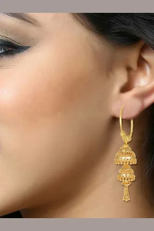 DIVASTRI Gold Plated Dome Shaped Studdded Studs Earrings