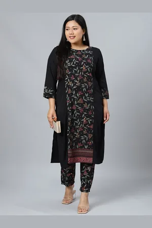 Sztori Floral Printed Round Neck Straight Kurta with Pant
