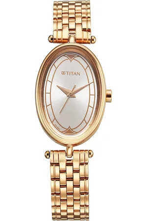 Titan Women Brass Dial & Stainless Steel Bracelet Style Straps Analogue Watch 2758WM01