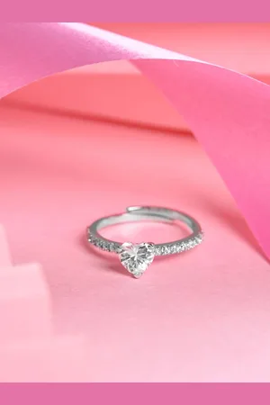 CLARA 92.5 SILLER Platinum-Plated Cubic Zirconia-Studded Finger Ring