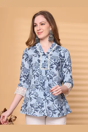Rajnandini Floral Printed Ethnic Cotton Top