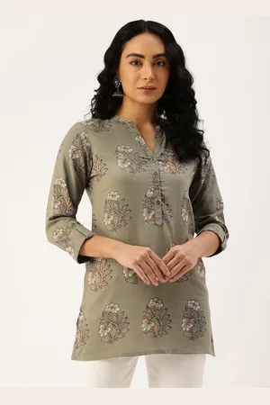 Amukti Mandarin Collar Printed Tunic