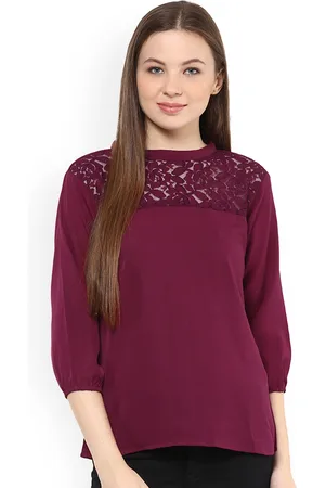 Mayra Women Burgundy Self Design Top