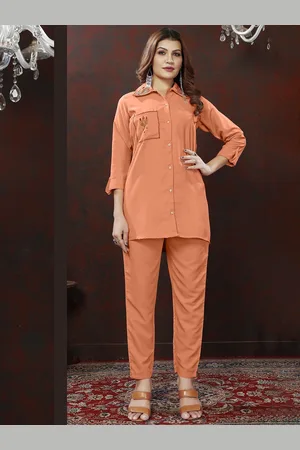 DIVASTRI Embroidered Pure Cotton Shirt With Trousers Co-Ords
