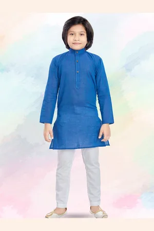 SHIWAM ETHNIX Boys Band Collar Long Sleeves Straight Kurta With Pyjamas