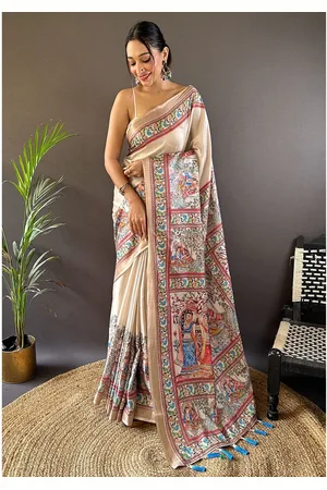 all about you Kalamkari Silk Blend Tussar Saree