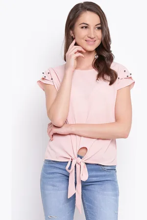 Mayra Women Pink Solid Round Neck Regular Top
