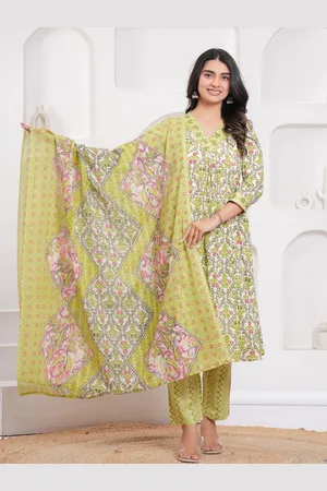 Kalini Women Floral Regular Pure Cotton Kurta with Trousers & With Dupatta