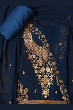 Jaipur Zari Silk Georgette Dress Material with Dupatta